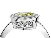 Halo Engagement Ring Setting for Fancy Yellow Heart-Shaped Center with Milgrain Halo, Pave Band and Prong Head in Platinum