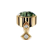 Milgrain Bezel Engagement Ring Setting for Fancy Green Round Cut Center with Marquise Stations and Bezel Head in Yellow Gold
