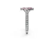 Solitaire Engagement Ring Setting for Fancy Pink Marquise Center with Engraved Pave Band and Prong Head in Sterling Silver