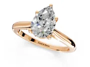 Solitaire Engagement Ring Setting for Pear-Shaped Center with Narrow Cathedral Band and Prong Head in Rose Gold