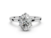 Solitaire Engagement Ring Setting for Oval Center with Plain Band and Tulip Prong Head in Sterling Silver