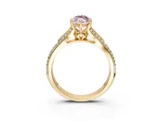 Solitaire Engagement Ring Setting for Fancy Pink Marquise Center with Pave Rail Split Shank and Prong Head in Yellow Gold