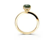 Solitaire Engagement Ring Setting for Fancy Green Radiant Cut Center with Fine Wire Band and Prong Head in Yellow Gold