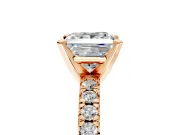 Solitaire Engagement Ring Setting for Princess Cut Center with Large Accents and Prong Head in Rose Gold