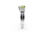 Solitaire Engagement Ring Setting for Fancy Yellow Heart-Shaped Center with Grooved Bar Accent Band and Prong Head in Platinum