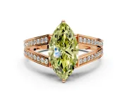 Split Shank Engagement Ring Setting for Fancy Yellow Marquise Center with Pave Split Shank and Prong Head in Rose Gold
