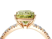 Solitaire Engagement Ring Setting for Fancy Yellow Princess Cut Center with Large Accent Band and Prong Head in Rose Gold