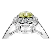 Floral Halo Engagement Ring Setting for Fancy Yellow Pear-Shaped Center with Large Halo Accents and Prong Head in Platinum