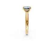 Solitaire Engagement Ring Setting for Fancy Blue Princess Cut Center with Reverse Tapered Band and Prong Head in Yellow Gold