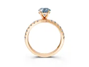 Open Basket Engagement Ring Setting for Fancy Blue Oval Center with Pave Band and Prong Head in Rose Gold