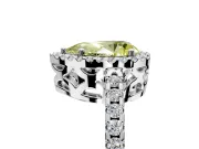 Accent Halo Engagement Ring Setting for Fancy Yellow Pear-Shaped Center with Full-Length Pave Band and Prong Head in Sterling Silver
