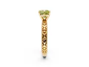 Solitaire Engagement Ring Setting for Fancy Yellow Cushion Cut Center with XO Engraved Band and Prong Head in Yellow Gold
