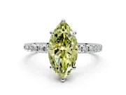 Solitaire Engagement Ring Setting for Fancy Yellow Marquise Center with Micro Pave Band and Prong Head in Platinum