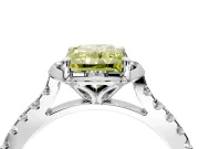 Floral Engagement Ring Setting for Fancy Yellow Radiant Cut Center with Pave Band and Floral Prong Head in Sterling Silver