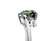 Solitaire Engagement Ring Setting for Fancy Green Heart-Shaped Center with Plain Bypass Twist Band and Prong Head in Platinum