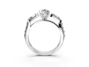 Channel-Set Engagement Ring Setting for Marquise Center with Baguette Band and Prong Head in Sterling Silver