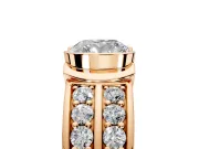 Bezel Engagement Ring Setting for Cushion Cut Center with Wide Channel-Set Band and Bezel Head in Rose Gold