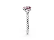 Solitaire Engagement Ring Setting for Fancy Pink Heart-Shaped Center with Plain Twisted Rope Band and Prong Head in Sterling Silver