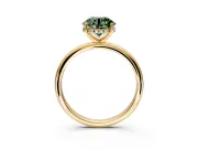 Hidden Halo Engagement Ring Setting for Fancy Green Round Cut Center with Thin Round-Wire Band and Prong Head in Yellow Gold
