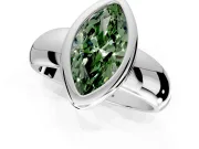 Solitaire Engagement Ring Setting for Fancy Green Marquise Center with Wide Band and Bezel Head in Platinum