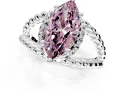 Halo Engagement Ring Setting for Fancy Pink Marquise Center with Rope Twist Split Shank and Prong Head in Platinum