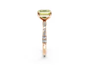 Solitaire Engagement Ring Setting for Fancy Yellow Asscher Cut Center with Pave Accents and Prong Head in Rose Gold