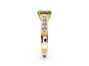Solitaire Engagement Ring Setting for Fancy Yellow Emerald Cut Center with Round Cut Channel Band and Prong Head in Yellow Gold