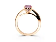 Solitaire Engagement Ring Setting for Fancy Pink Cushion Cut Center with Flat-Sided Plain Band and Prong Head in Rose Gold