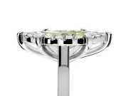 Single Halo Engagement Ring Setting for Fancy Yellow Marquise Center with Corner Claws, Plain Band and Prong Head in Sterling Silver