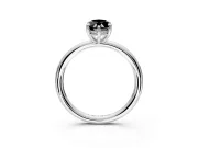 Hidden Halo Engagement Ring Setting for Fancy Black Marquise Center with Thin Rounded Band and Prong Head in Sterling Silver