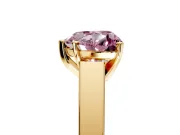 Solitaire Engagement Ring Setting for Fancy Pink Heart-Shaped Center with Tapered Split Shoulders and Prong Head in Yellow Gold