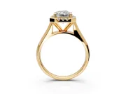 Halo Engagement Ring Setting for Radiant Cut Center with Square Band and Prong Head in Yellow Gold