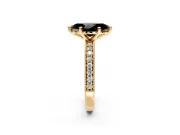Milgrain Pave Engagement Ring Setting for Fancy Black Marquise Center with Accent Band and Prong Head in Yellow Gold