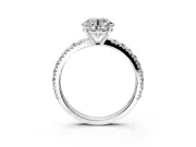 Solitaire Engagement Ring Setting for Round Cut Center with Large Accent Band and Prong Head in Platinum