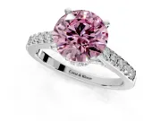 Solitaire Engagement Ring Setting for Fancy Pink Round Cut Center with Crossover Accents and Prong Head in Platinum