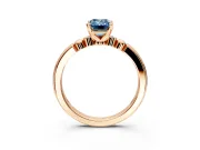 Solitaire Engagement Ring Setting for Fancy Blue Emerald Cut Center with Beaded Shoulders and Prong Head in Rose Gold