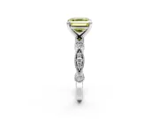 Solitaire Engagement Ring Setting for Fancy Yellow Asscher Cut Center with Milgrain Bezel Accents and Prong Head in Platinum