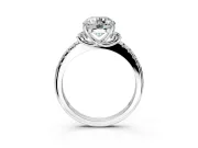 Paired Accent Engagement Ring Setting for Round Cut Center with Pave Band and Prong Head in Sterling Silver