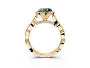 Halo Engagement Ring Setting for Fancy Green Heart-Shaped Center with Twist Band and Prong Head in Yellow Gold