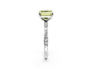 Solitaire Engagement Ring Setting for Fancy Yellow Asscher Cut Center with Pave Accents and Prong Head in Platinum