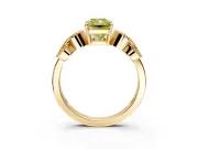 Leaf Engagement Ring Setting for Fancy Yellow Princess Cut Center with Milgrain Accent Band and Prong Head in Yellow Gold