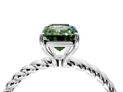 Solitaire Engagement Ring Setting for Fancy Green Emerald Cut Center with Plain Twisted Rope Band and Prong Head in Platinum