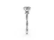 Solitaire Engagement Ring Setting for Round Cut Center with Twist Band and Bead Prong Head in Sterling Silver