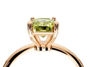 Minimalist Solitaire Engagement Ring Setting for Fancy Yellow Emerald Cut Center with Thin Band and Prong Head in Rose Gold