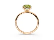Hidden Halo Engagement Ring Setting for Fancy Yellow Round Cut Center with Thin Round-Wire Band and Prong Head in Rose Gold