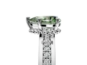 Solitaire Engagement Ring Setting for Fancy Green Pear-Shaped Center with Raised Channel Band and Prong Head in Sterling Silver