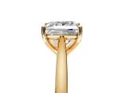Solitaire Engagement Ring Setting for Princess Cut Center with Narrow Cathedral Band and Prong Head in Yellow Gold