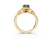 Leaf Cluster Engagement Ring Setting for Fancy Green Cushion Cut Center with Marquise Accents and Prong Head in Yellow Gold