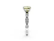 Solitaire Engagement Ring Setting for Fancy Yellow Princess Cut Center with Milgrain Bezel Accents and Prong Head in White Gold