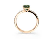 Solitaire Engagement Ring Setting for Fancy Green Radiant Cut Center with Large Accent Band and Prong Head in Rose Gold